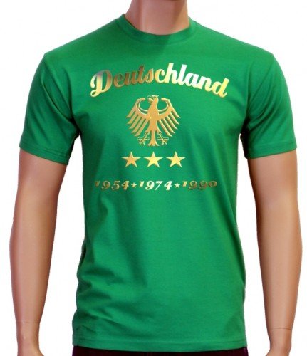 WM 2014 Fußball Deutschland Adler Gold 3 Sterne T-Shirt green-gold, Gr.L