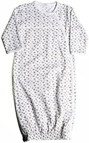 Tamiko Organic Cotton Sleep Gown with Paw print pattern, White