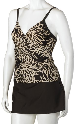 Christina Women's Sand Flowers 2 Piece Crossover Skirtini, ,