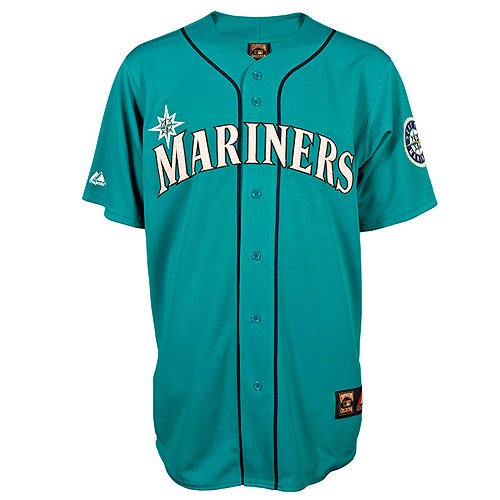 Seattle Mariners Throwback Vintage Blue Majestic Jersey (XL)