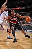 Portland Trail Blazers v Philadelphia 76ers: Wesley Matthews and Evan Turner Photographic Poster Print by Jesse D. Garrabrant, 24x36