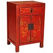 Antique Style Handmade 24" Red Wood Nightstand / Storage Cabinet With Ancient Chinese Design