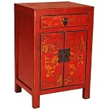 Antique-Style Asian Nightstand - Red