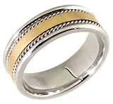 14K Two-Tone Gold Twisted Wire Comfort Fit Wedding Band Ring