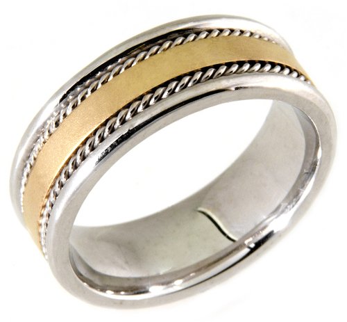 14K Two-Tone Gold Twisted Wire Comfort Fit Wedding Band Ring
