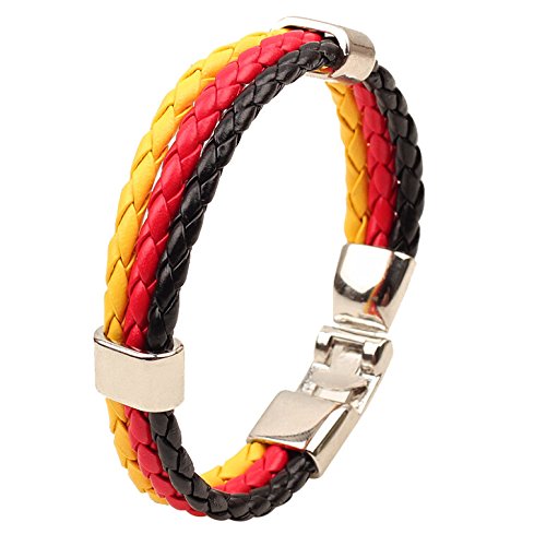 Armband PU Lederarmband Kordelarmband Fanartikel Fussball 2014 WM & EM Länder Style geflochten Flagge Trikot (Deutschland)