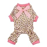 Fitwarm® Leopard Ribbon Soft Velvet Dog Pajamas for Pet Dog Clothes Comfy Pjs, Small