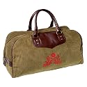 Olive N Figs Olive Corduroy Weekender/Duffel Bag - 100% Cotton with leather handles