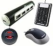 GSI 4-in-1 USB Package for Laptop/Notebook/Computer -- 4 Ports Aluminum USB High Speed Hub for USB 1.1/2.0 + Microsoft Comfort Optical Mouse 1000 Black Pearl + X-Mini II Capsule Speaker + Numeric Keypad.