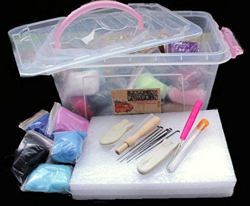 Sparkling Pumpkin Felting Starter Kit - Basic Tools &amp; Merino Wool Roving in Storage Case
