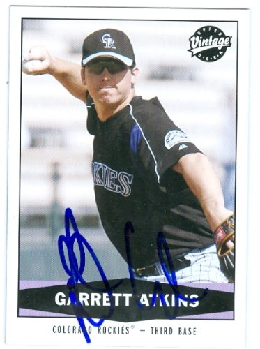 Garrett Atkins Autographed/Hand Signed MLB Baseball Card (Colorado Rockies) 2004 Upper Deck Vintage