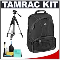 Tamrac 3380 Aero 80 Photo/Laptop Backpack (Black) + Tripod + Accessory Kit for Canon Rebel XSi, XS, T1i, XTi, 40D, 50D, Nikon D40, D60, D5000, D90, D300, D700, Olympus Evolt E-30, E-450, E-520, E-620, and Sony Alpha A200, A300, A350, A700 Digital SLR Cameras