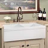 33 Baldwin Double Bowl Fireclay Farmhouse Kitchen Sink - White