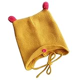 Happy cherry　ベビー帽　帽子　ニット 耳付き　ボンボン　超かわいい　防寒　着心地抜群　赤ちゃん　新生児　出産お祝い　プレゼント　イエロー