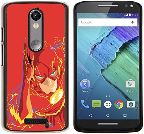 Flash Super Hero - Aluminum Metal&amp;Hard Plastic Back Case Cover - Black - Motorola Droid Turbo 2 / Moto X Force