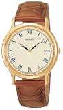 Seiko Men's Dress Brown Leather Strap Watch #SKP332