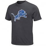 NFL Men's Detroit Lions Vintage Logo III Short Sleeve Basic Tee (Charcoal Heather, Large)