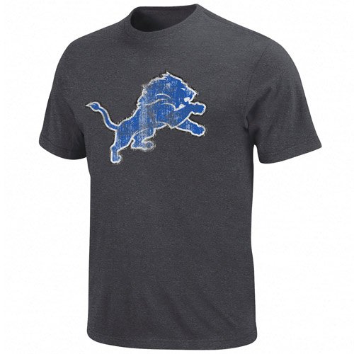 NFL Men's Detroit Lions Vintage Logo III Short Sleeve Basic Tee (Charcoal Heather, Large)