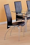 Dining Chair (Set of 4) in Silver / Black Leather - Coaster