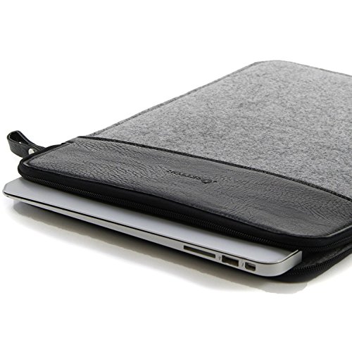12-Inch New MacBook Sleeve Wool Felt Case Carrying Bag With Zipper Closure Grey/Black by SettonBrothers