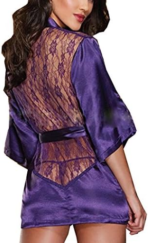 Lingerie Women's Sexy Lace Babydoll Lingerie Sets Sleepwear Gown Nightwear (Medium, Purple)
