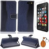 Traitonline 5in1 5# Cowboys Streifen Hit Farbe PU Ledertasche Flip Schutz Hülle Etui Schale Tasche für Amazon Fire Phone Schutzhülle Cover Case Wallet Design Mit Kreditkartenfächer+3*Displayschutzfolien
