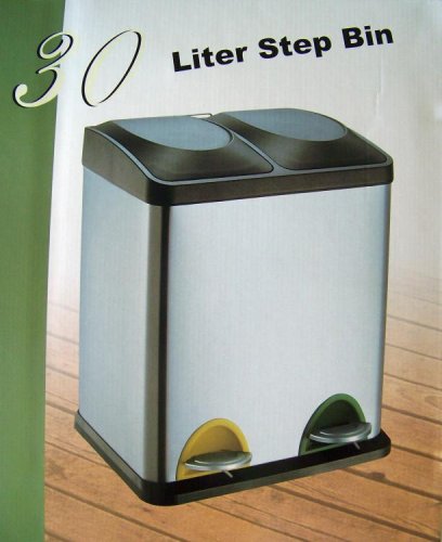 Double Bin Stainless Steel Trash Can Recycle Bin