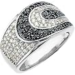 14K White Gold Black and White Diamond Ring - 1.00 Ct.
