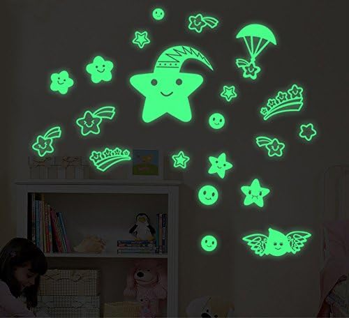Diy Glow in the Dark Luminous Light Moon Stars Wall Decals Stickers Decor Wall Decorative Background Wall Decorations (Y0017)