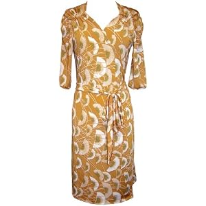 Fan Print Wrap-Around Plus Size Dress