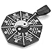 Men's Stainless Steel Pendant Necklace Black White Yin Yang -with 23 inch Chain