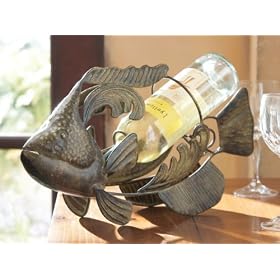 Pack of 4 Open Filigree Fish Design Metal Wine Racks by CC Home Furnishings