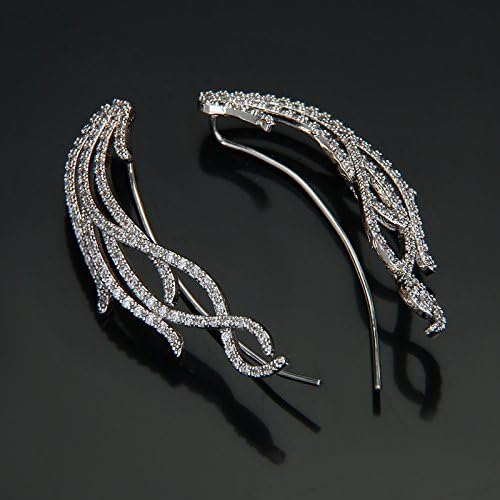 Fengshang Fringe Cubic-zirconia Ear Wrap Cuff Earrings Ear Stud Platinum Plated