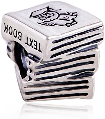 Everbling Owl Study Book Graduation 925 Sterling Silver Charm Bead for Pandora European Charm Bracelets