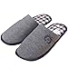 EURO SKY Stylish Cotton Grids Scalloped Clog Antiskid House Slippers Navy -Size: US 10/EU (42/43)