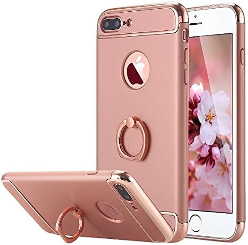iPhone 7 plus Case,VANCKE 3 in 1 Combo Ultra Thin Hard Protective Luxury Case Cover with 360 Degree Rotating Ring Kickstand for iPhone7plus (Rose gold)