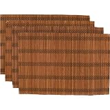 bamboo matts-Now Designs Set of 4 Placemats, Meridian Teak