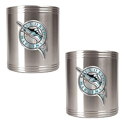 Florida Marlins MLB 2pc Stainless Steel Can Holder Set- Primary Logo by Great American Products