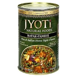 Jyoti Natural Foods Matar Paneer, Peas & Paneer  Cheese, Vegetarian, 425 Gram Cans,  (Pack of 12)