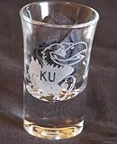 Kansas University KU Jayhawk 1-1/2 oz. Flared Etched Shot Glass