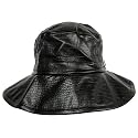BLACK CROCO EMBOSSED BUCKET RAIN HAT