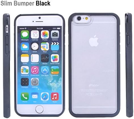 iPhone 6s Phone Case - SLIM HYBRID BUMPER - Rubberized Secure Grip Hard iPhone 6s Cover / iPhone 6 Clear Case with Black TPU Bumper Trim - [BLACK] [aplip6pctpublk] - TRENDE