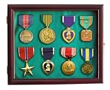 Military Medals, Pins, Patches, Insignia, Ribbons Display Case Cabinet, Cherry Finish (MPC02-CH)