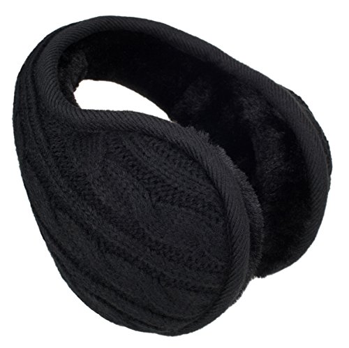 Knolee Unisex Knit Foldable EarMuffs Plus velvet Ear Muffs Winter Outdoor EarMuffs,Black