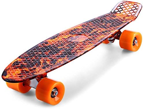 JYG@ Printing Hellfire Flame Pattern Skateboard Complete 22 inch Retro Cruiser Longboard Skatecycle For Child