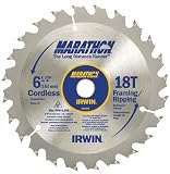 Irwin 14020 Marathon 6-1/2-Inch 18 Tooth ATB Combination Saw Blade with 5/8-Inch Arbor