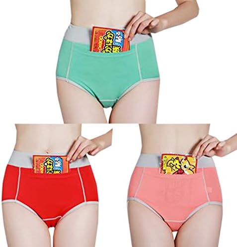 Ziweiba Woman Menstrual Period Leakproof Seamless Panty With Before Pocket (3 Pack) (X-Large 79-86cm, A-Green&amp; red &amp;orange)
