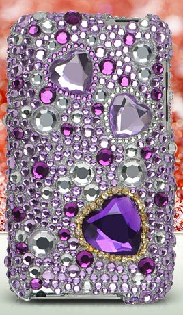 Ipod Touch 2nd and 3rd generation Rhinestones Back Cover (Big Diamond Purple Heart)