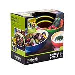Set of Three Freezable Serving Bowl Set with Lids (Multi-Color)