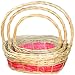 Set of 3 Oval Over Handle Baskets with Red Trim